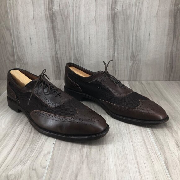 Allen Edmonds Shoes Mens 10D Strawfut Brown Leather Mesh Lace Up Oxfords main image 9